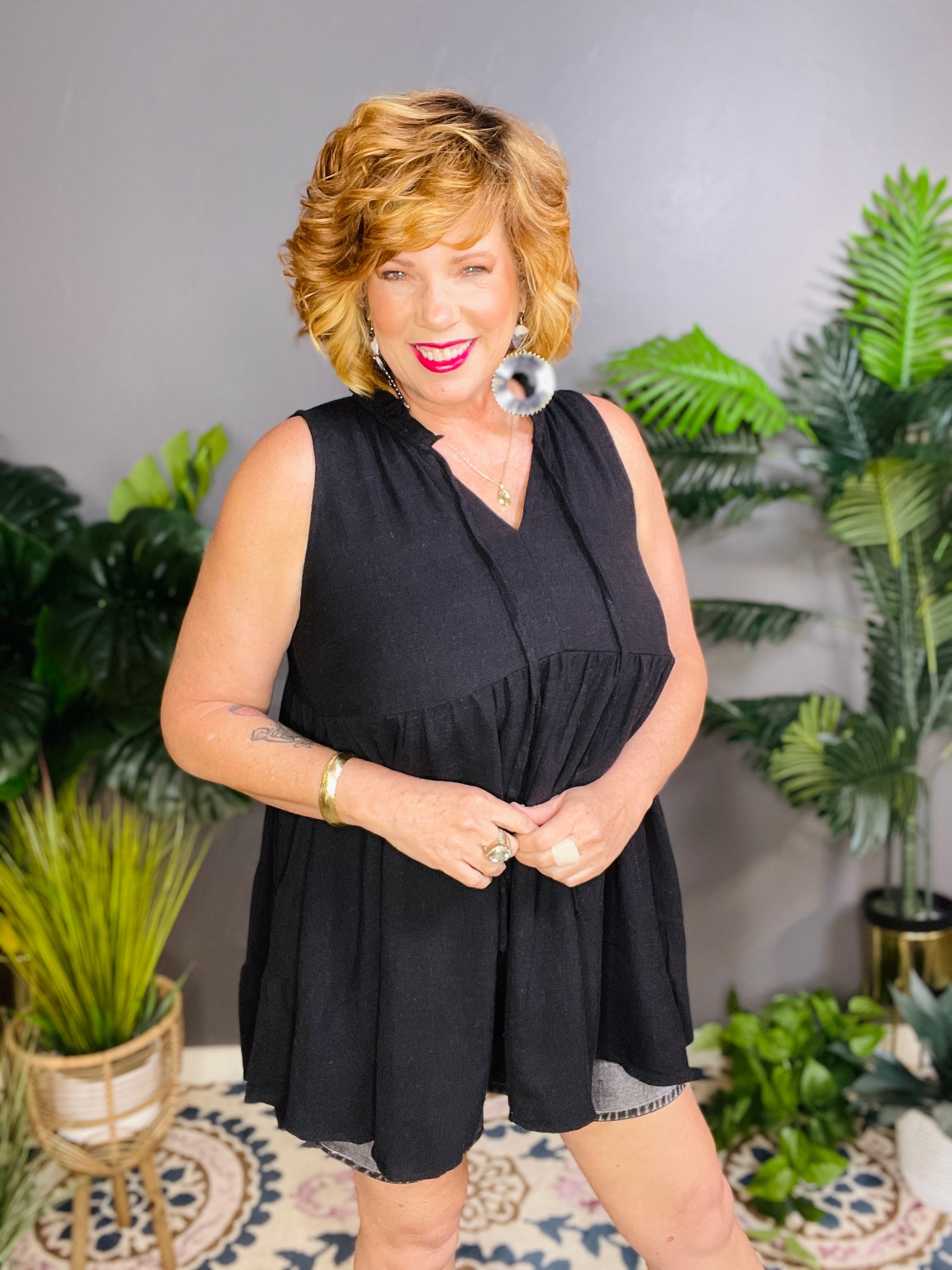 Girly Meets Chic Black Top - S725BK