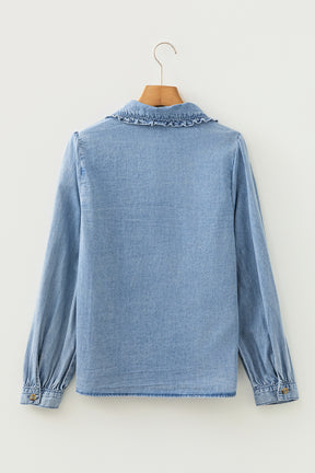 Denim Made Classic Ruffled Collar Denim Top