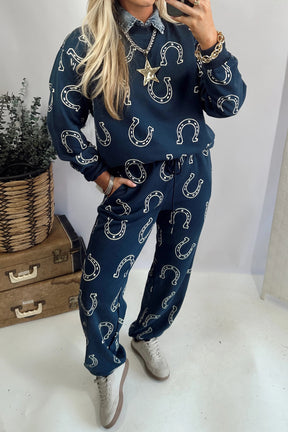 Lucky Trails Blue Top And Pant Set