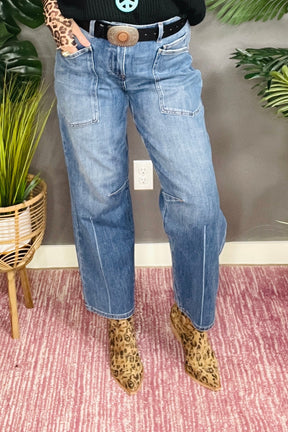 Sutton 4 Way Stretch Mid Rise Barrel Jeans