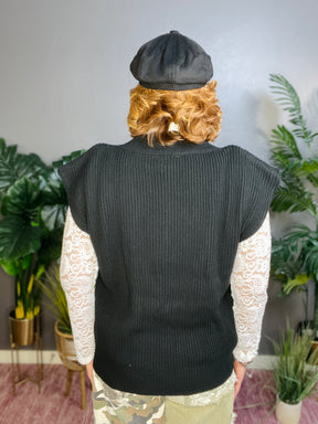 Keep It Preppy Black Vest - S094BK