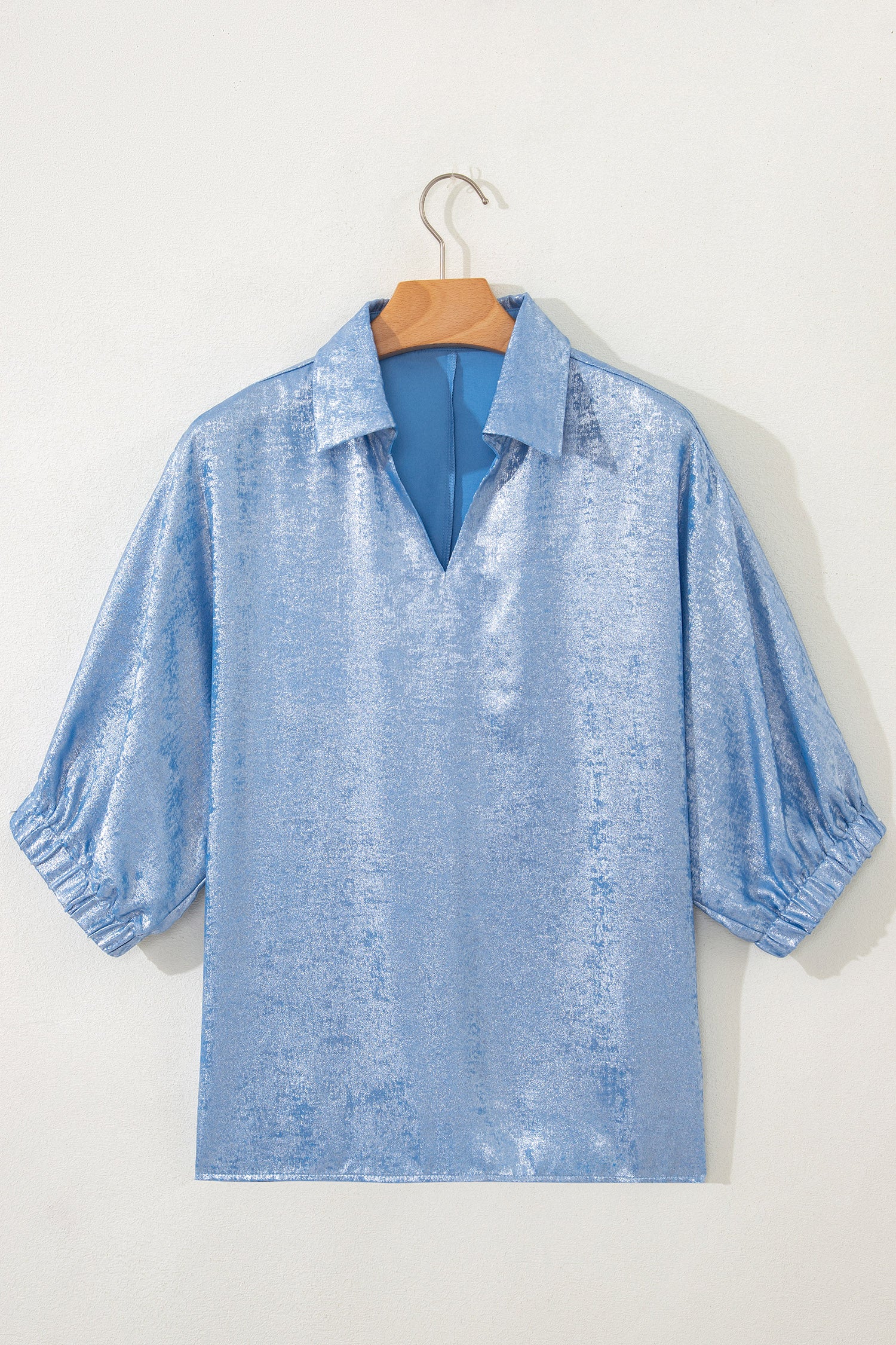 All The Sparkles Blue Metallic Top