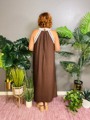 City Escape Crochet Trim Maxi Dress