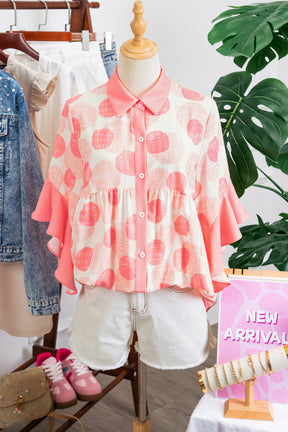 Glamour Girl Pink Polka Dot Top