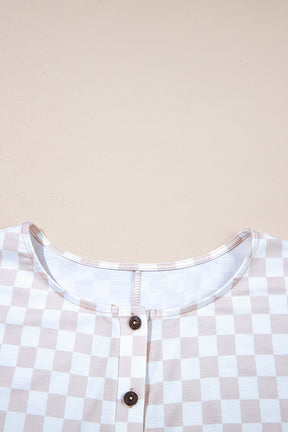 Check On That Apricot Checkered Jumpsuit