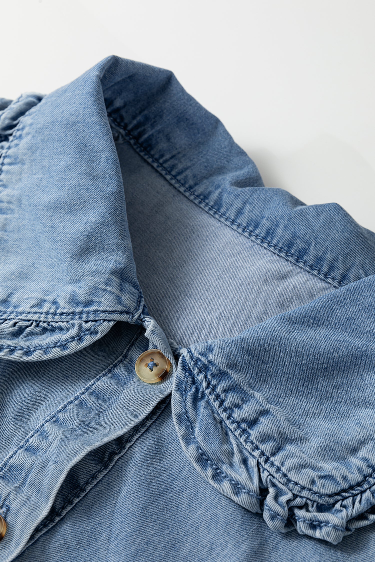 Denim Made Classic Ruffled Collar Denim Top