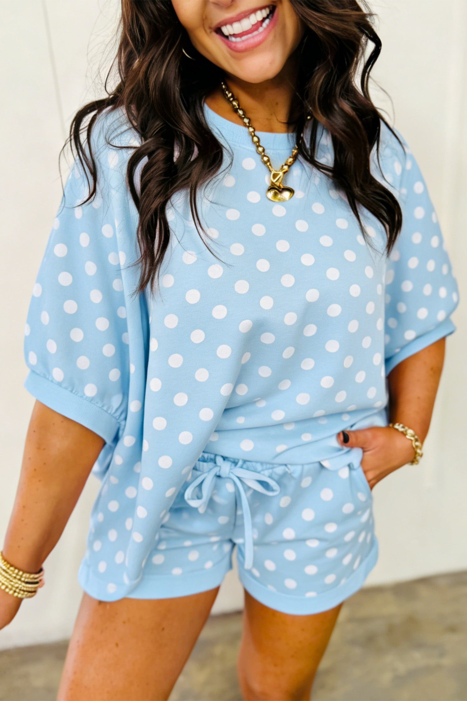 Polka Dot Paradise Pink Top And Short Set (4 Colors)