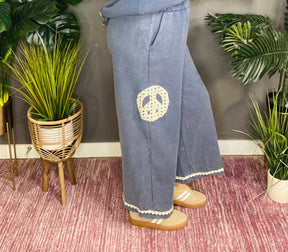Peace All Around Denim Blue Pants - P039DB