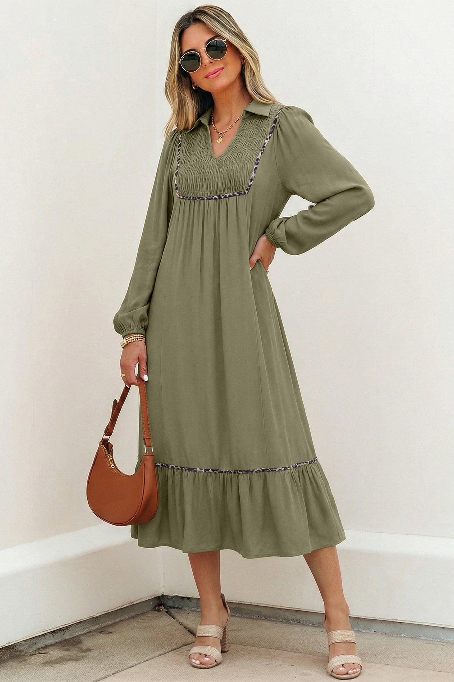 The Luxe Life Leopard Trim Dress (2 Colors)