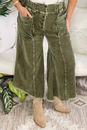 Come As You Are Olive Corduroy Pants - P168OL