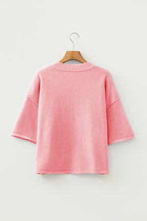 Easy To Style Peach Knit Sweater Cardigan