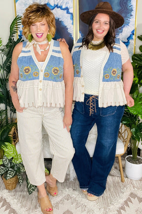 Chasing Sunflowers Crochet Embroidered Vest - OT185DN