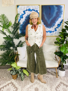Come As You Are Olive Corduroy Pants - P168OL