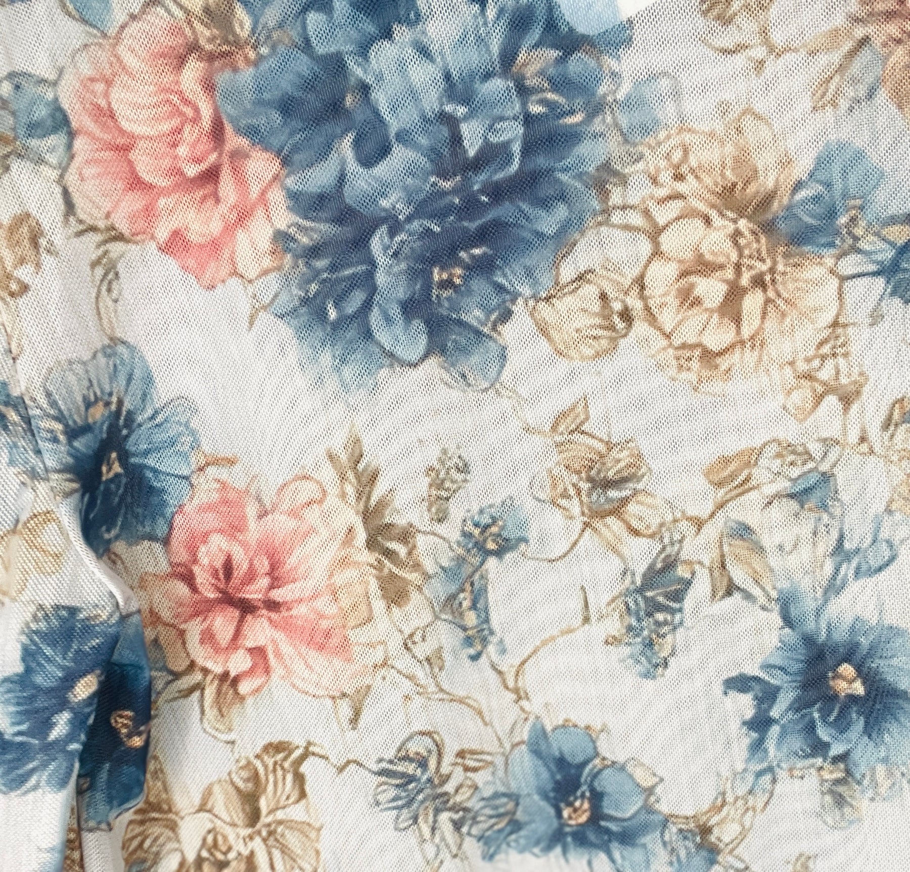 Dress You Up Garden Blue Mesh Top - S366GBL
