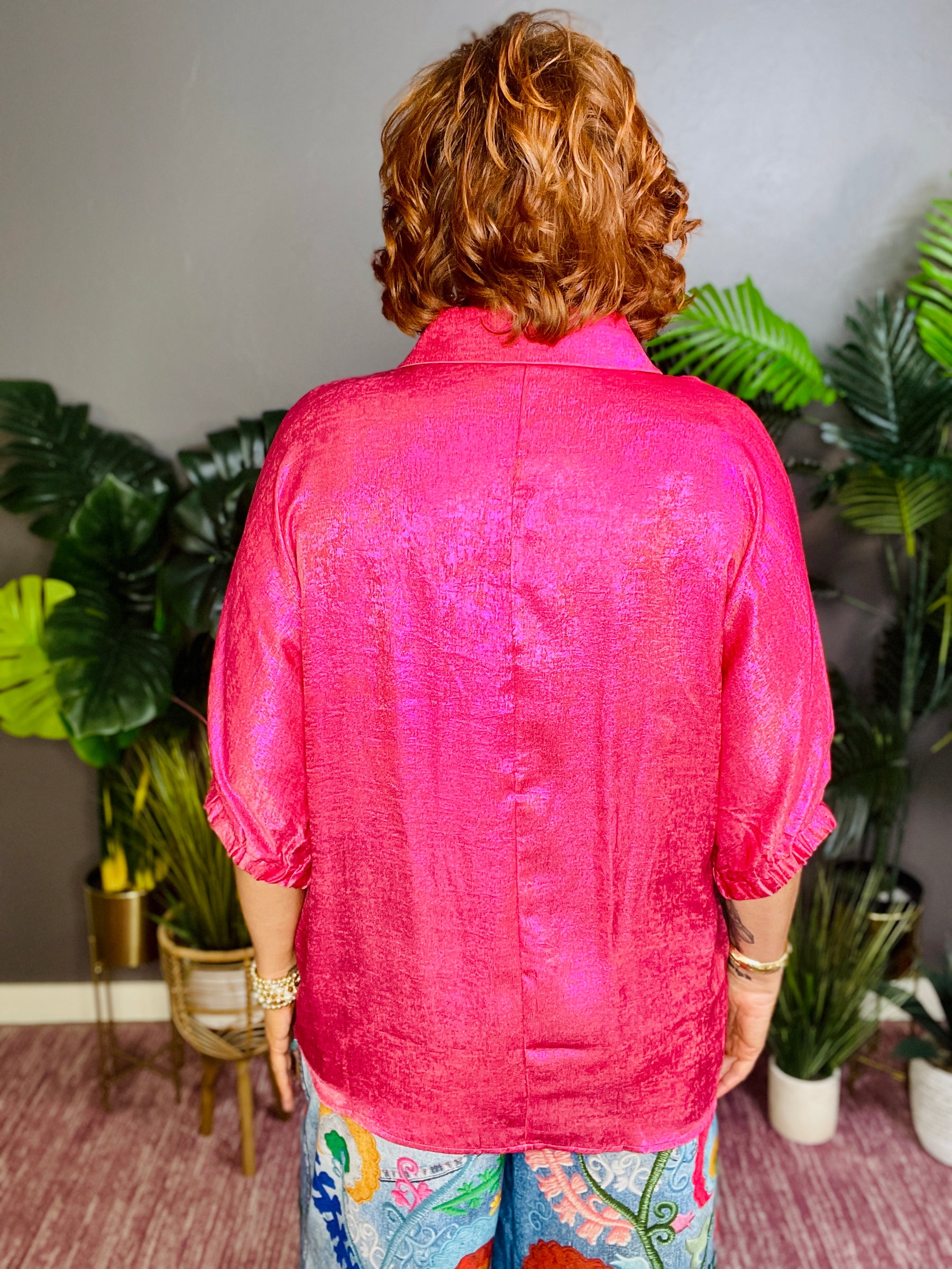 All The Sparkles Pink Metallic Top