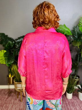 All The Sparkles Pink Metallic Top