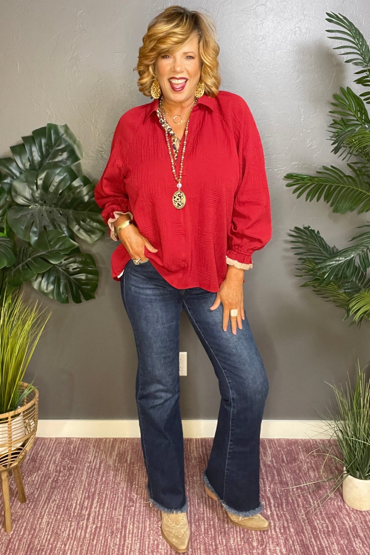 Classy But Savage Crimson Top - S007CM