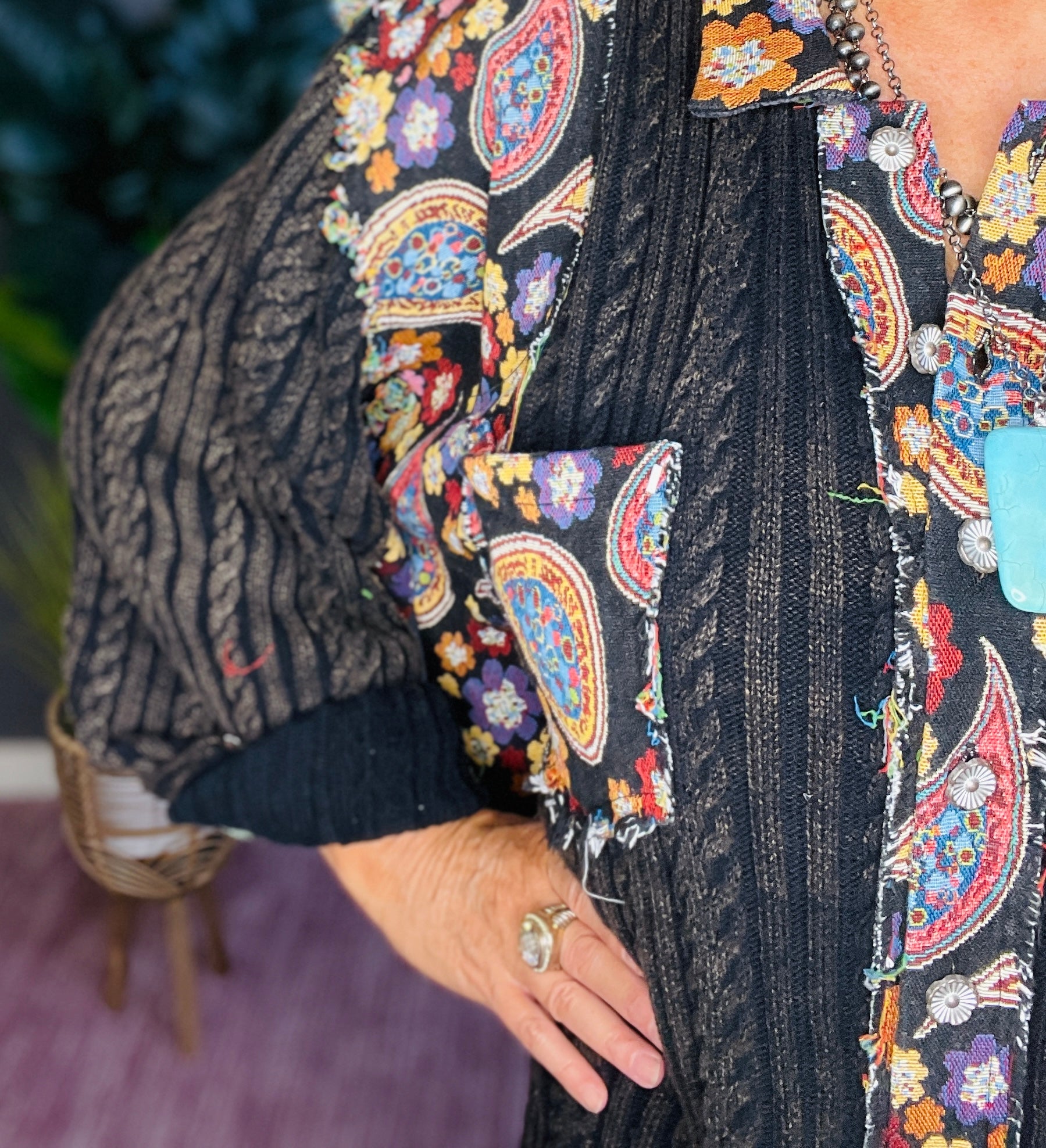 Pretty In Paisley Black Sweater Top - S011BK
