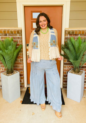 Chasing Sunflowers Crochet Embroidered Vest - OT185DN
