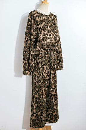 Lounge About Town Brown Leopard Set