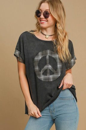 Inner Peace Black Applique French Terry Top