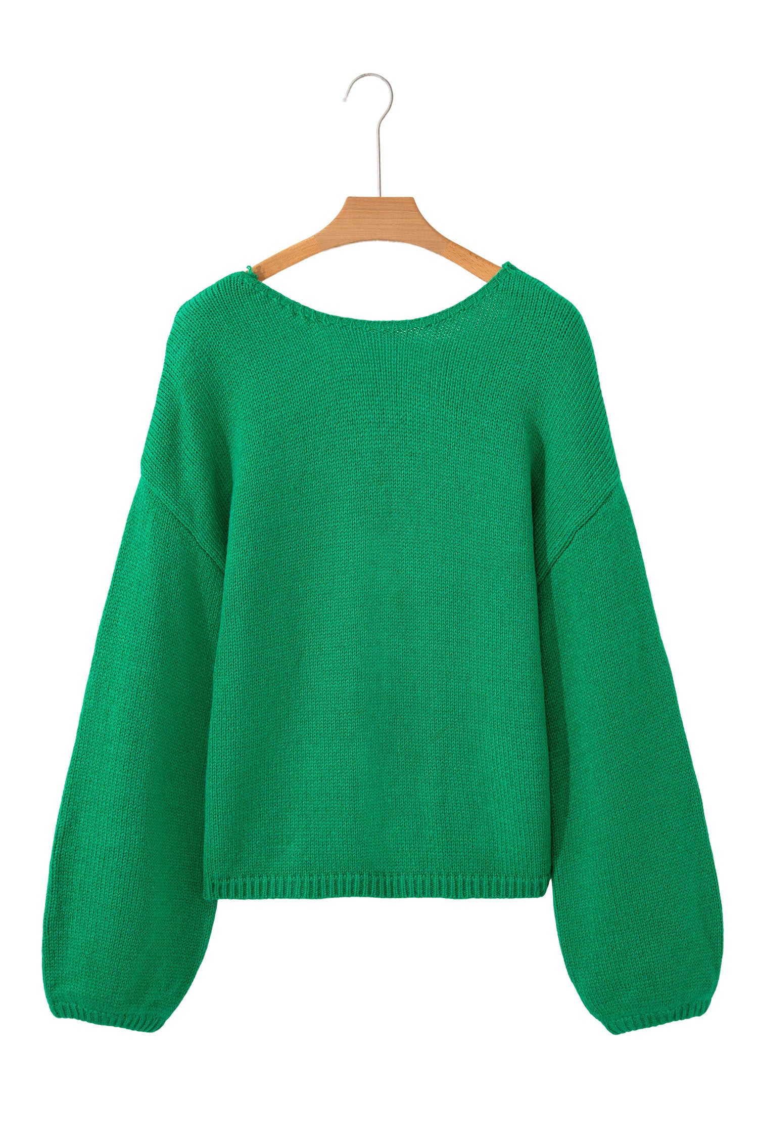Bow Bella - Bright Green Bow Backless Bubble Sleeve Sweater