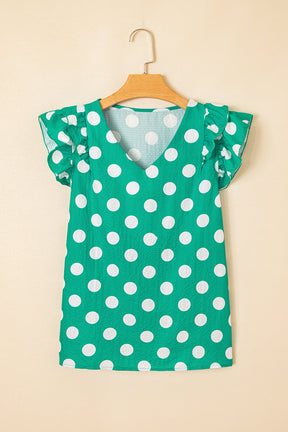 On The Dot Green Polka Dot Top