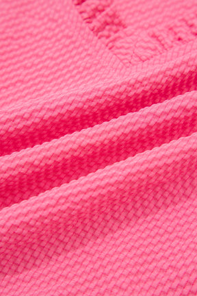 Pink All Day Embroidered Puff Sleeve Textured Top