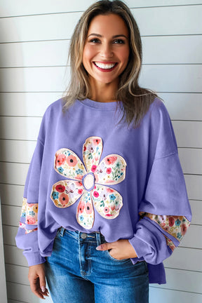 Floral Kisses Baggy Pullover Sweatshirt