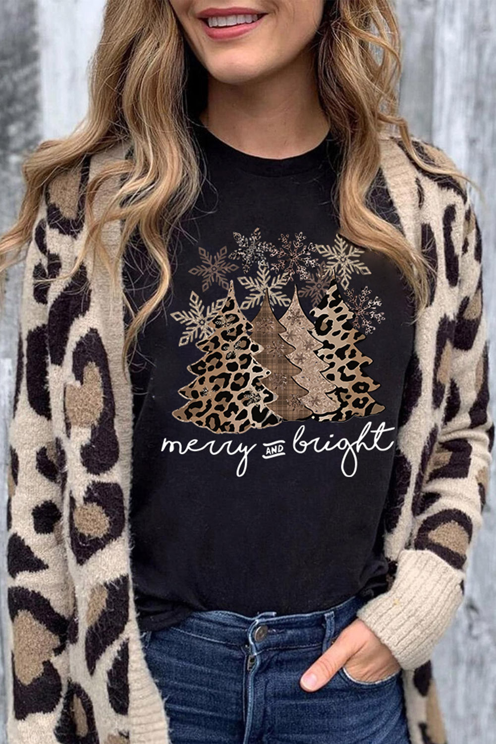 Leopard Christmas Tree Graphic Tee