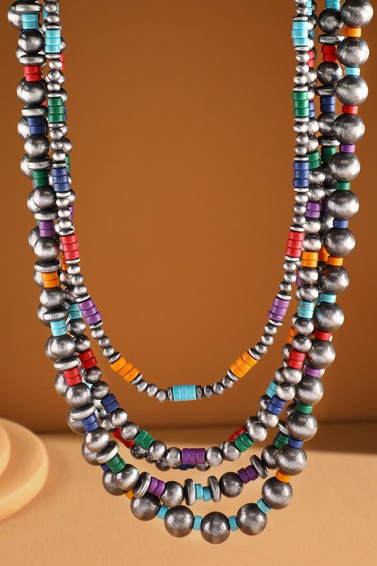 Western Navajo Beaded Necklace with Multi-Layers - N106MU
