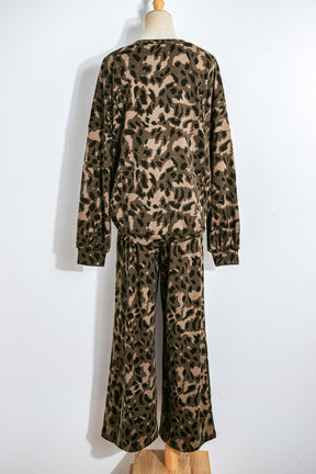 Lounge About Town Brown Leopard Set