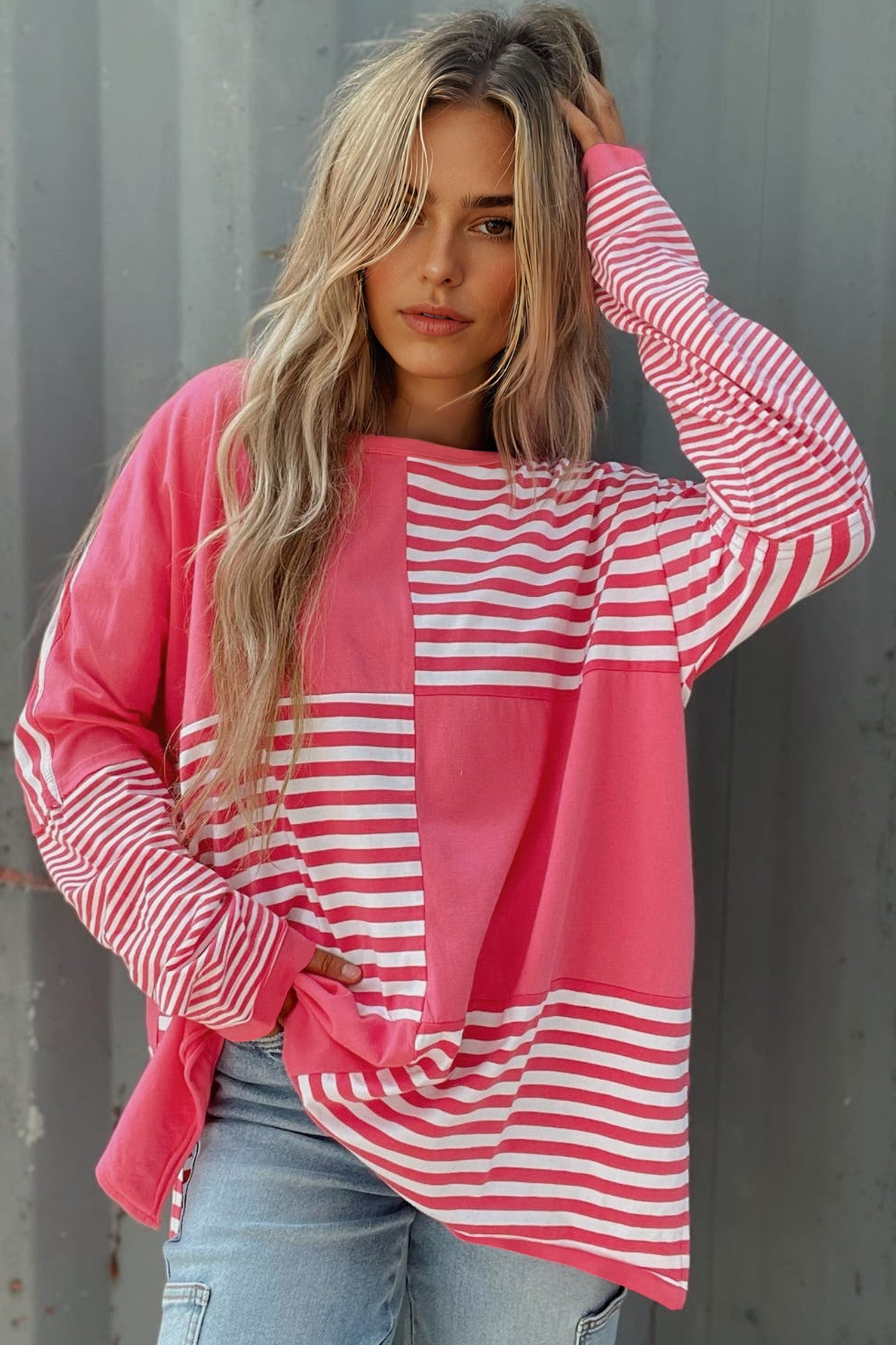 Stripe A Pose Colorblock Top