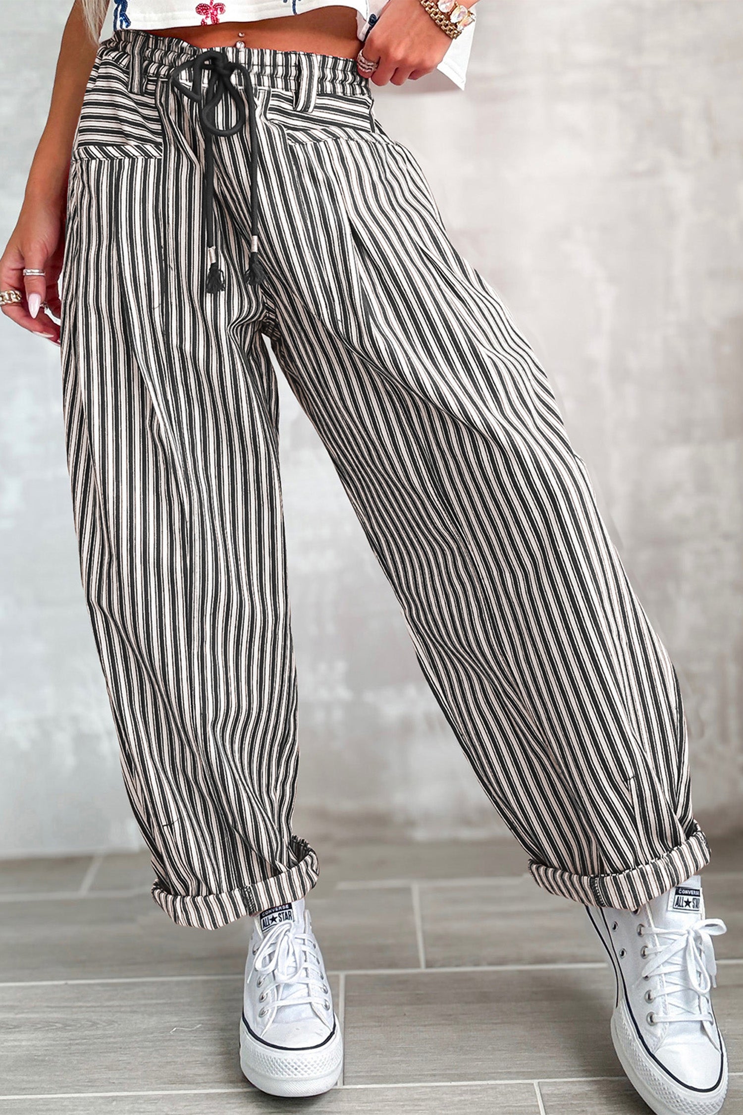 Stripe It Easy Black Pants