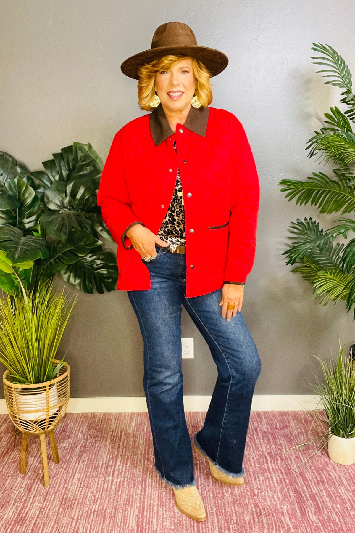 Fashion Cover Girl Red Quilted Jacket - OT008RD