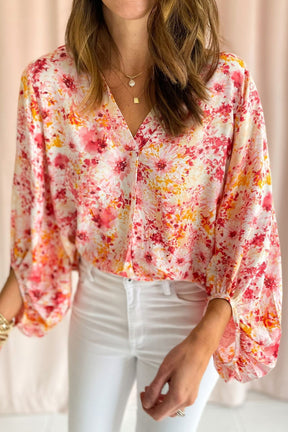 Best Reflection Floral Bubble Sleeve Top