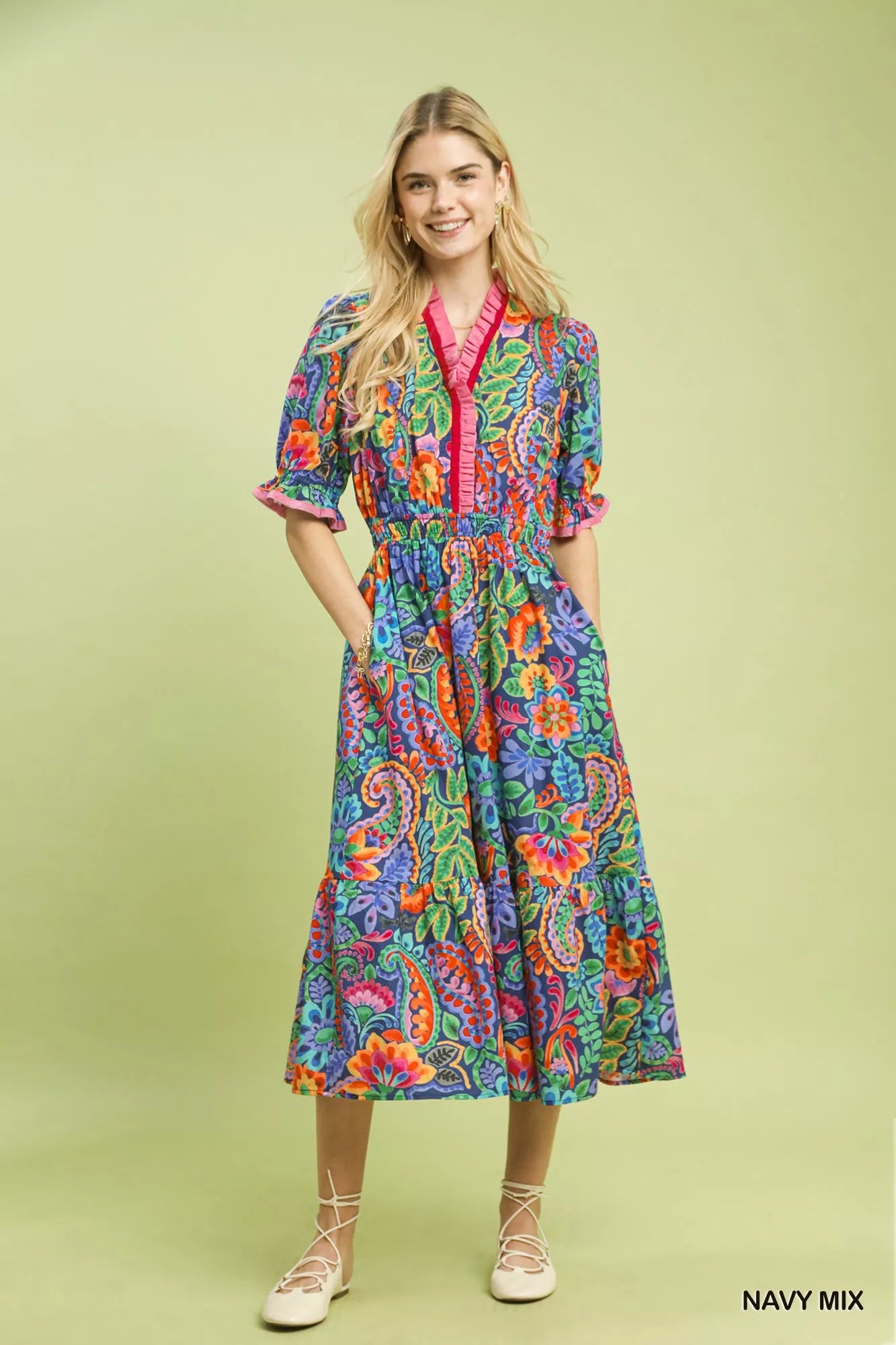 paisley midi dress Women's Modern Poplin - Jubilant - White Add bold prints to your warm Painted Paisley Floral Midi Dress
