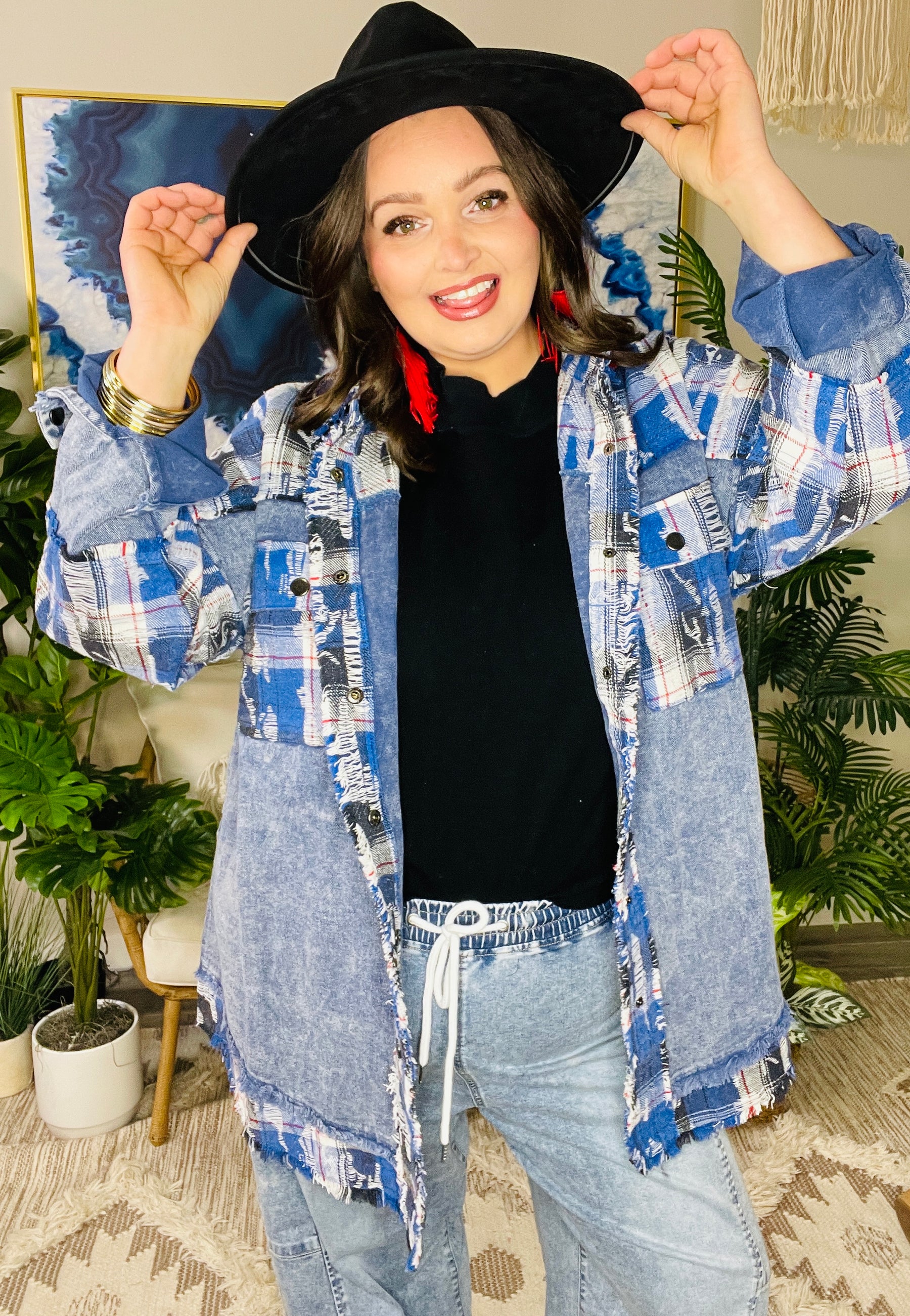 Plaid To The Bone Blue Shacket - OT209BL