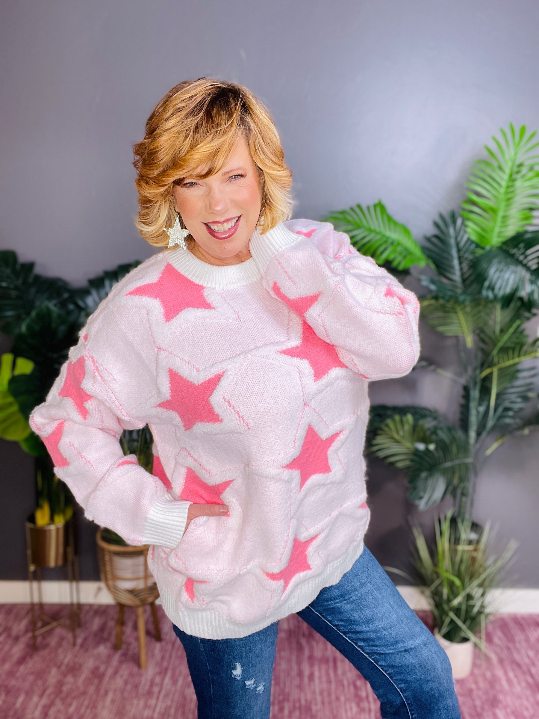Born To Be A Star Pink Sweater - S269PK