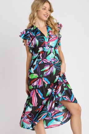 Flair For Style Black Tiered Midi Dress - D5729BK