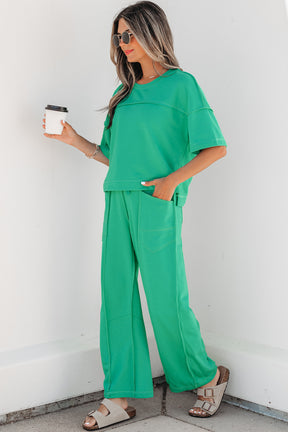 Here For It Mint Top and Barrel Pant Set