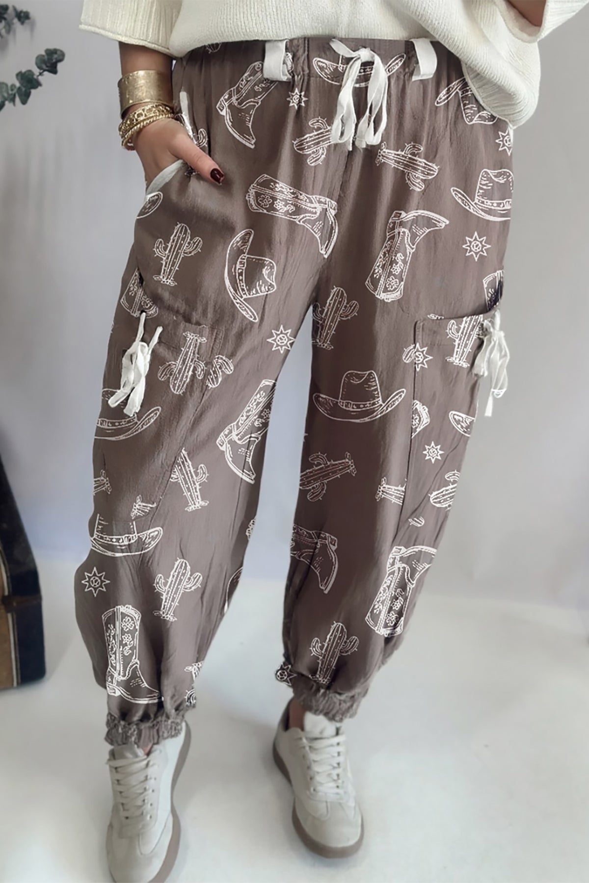 Urban Cowgirl Khaki Vintage Drawstring Jogger Pants