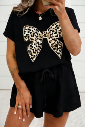 Instant Favorite Leopard Bow Top And Short Set