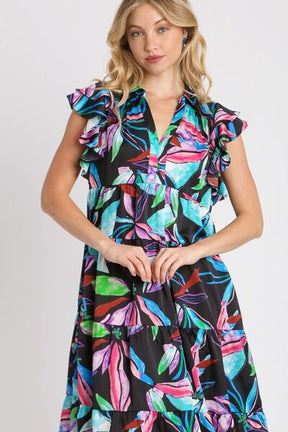 Flair For Style Black Tiered Midi Dress - D5729BK