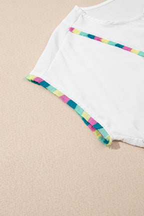 The Perfect Touch Colorful Fringed Detail Top