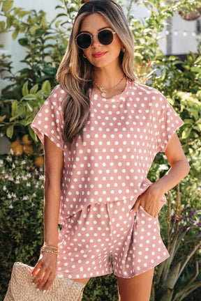 She's Got A Way Pink Polka Dot Top And Short Set