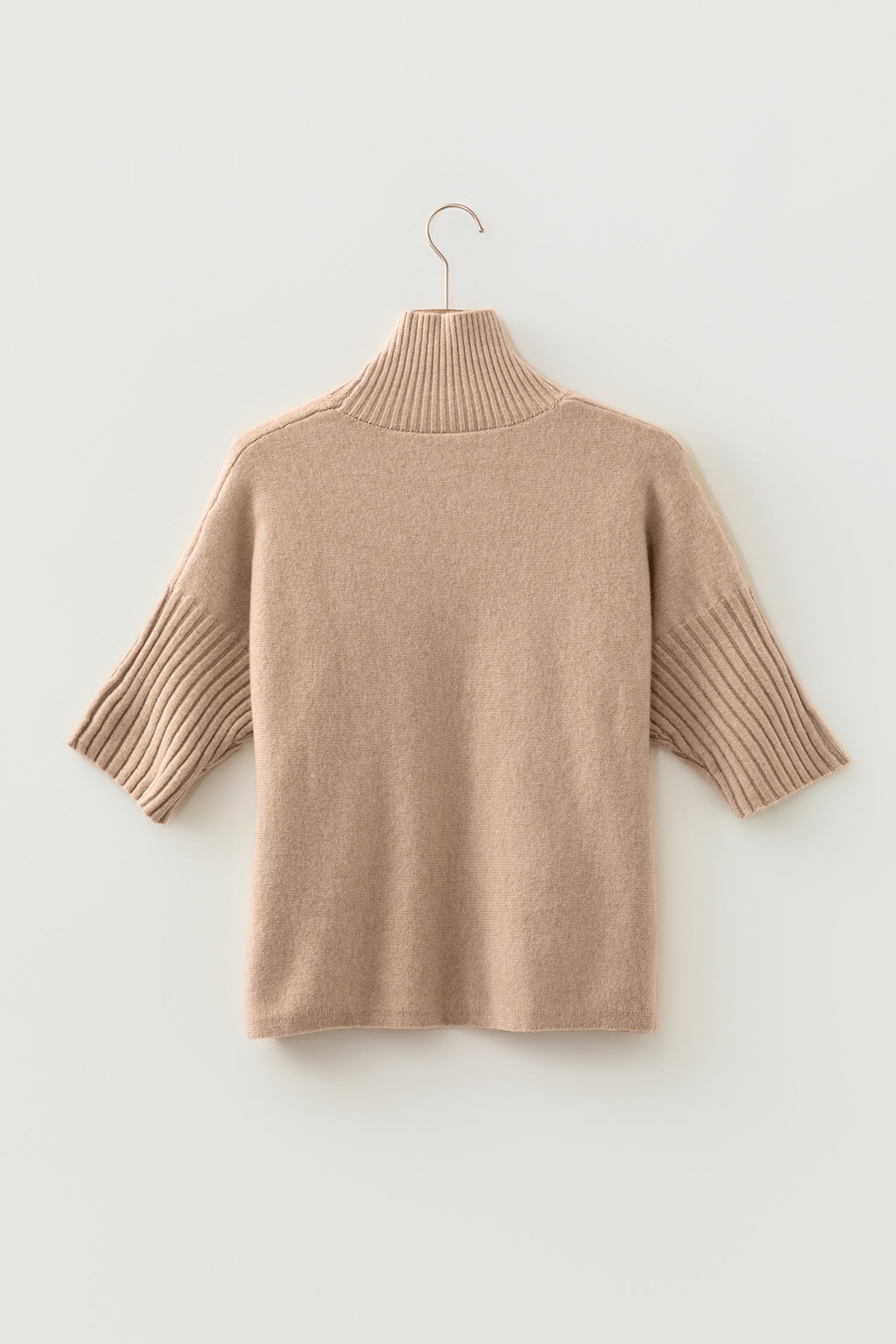Warm Embrace Beige Ribbed Sweater