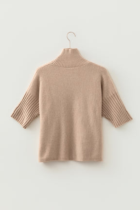Warm Embrace Beige Ribbed Sweater