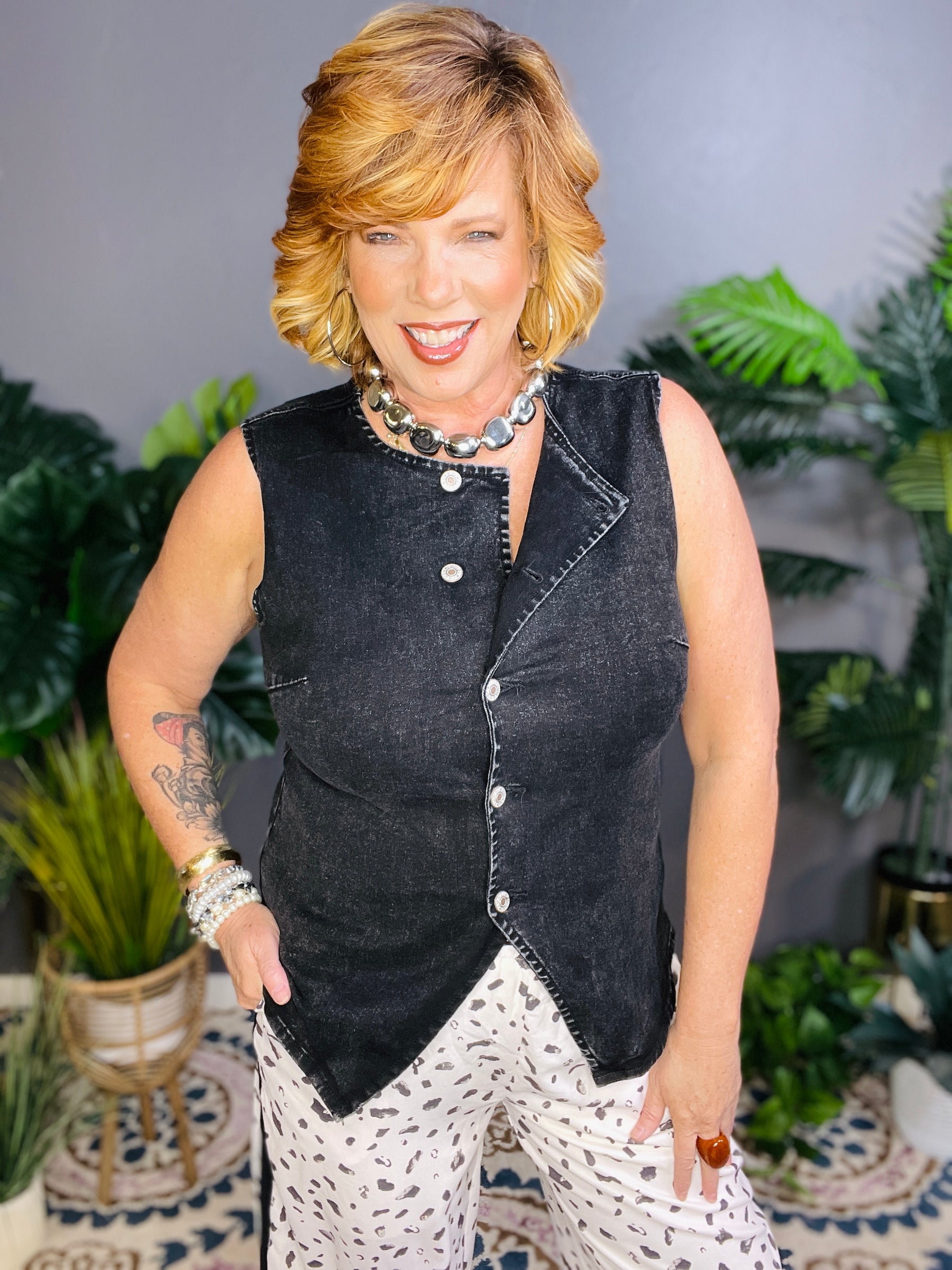 All Things Black Denim Vest