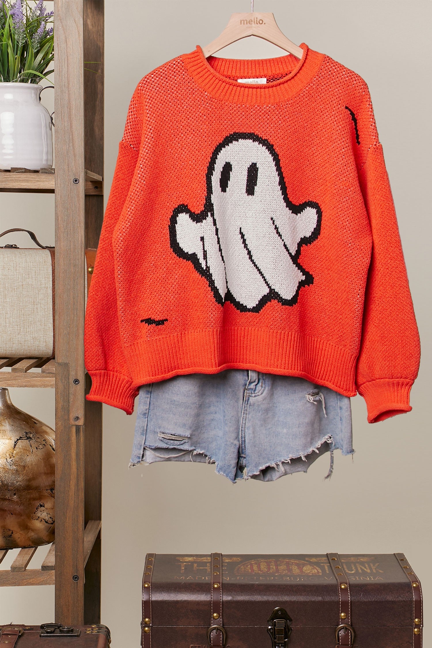 Hey Boo Halloween Sweater ~ S002OR